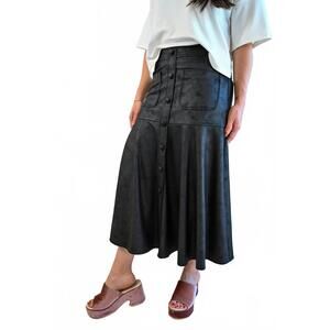 NEW TRAFFIC PEOPLE women's arena suede midi skirt in black